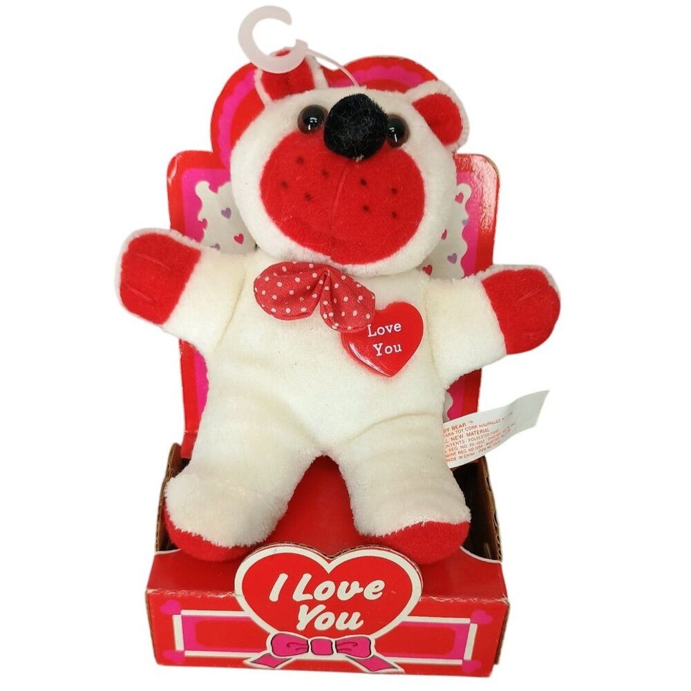 Stuffed Bear "I‎ Love You" Plush Toy Tara Toy Corp. Red & White Valentines Gift